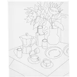Mal-Leinwand mit Aufdruck, Frühstückstisch, T 1,6 cm, Größe 24x30 cm, 360 g, 1 Stk