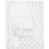 Mal-Leinwand mit Aufdruck, Fenster, T 1,6 cm, Größe 24x30 cm, 360 g, 1 Stk