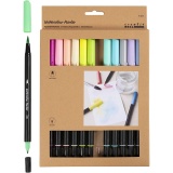 Aquarell-Markern, Pastellfarben, Strichstärke 2+4-8 mm, Sortierte Farben, 12 Stk/ 1 Pck
