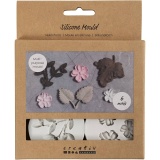 Silikonform, Blätter und Blüten, H 0,5 cm, L 1,8-4,5 cm, 4 Stk/ 1 Stk