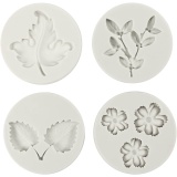 Silikonform, Blätter und Blüten, H 0,5 cm, L 1,8-4,5 cm, 4 Stk/ 1 Stk