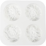 Silikonform, Rund mit Blumenmuster , L 6,8 cm, B 2,3 cm, 4 Stk/ 1 Pck