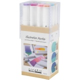 Zeichenmarker, Strichstärke 1+8 mm, Pastellfarben, 12 Stk/ 1 Pck