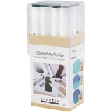 Zeichenmarker, Strichstärke 1+8 mm, Naturfarben, 12 Stk/ 1 Pck
