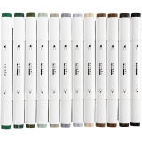 Zeichenmarker, Strichstärke 1+8 mm, Naturfarben, 12 Stk/ 1 Pck