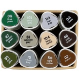Zeichenmarker, Strichstärke 1+8 mm, Naturfarben, 12 Stk/ 1 Pck