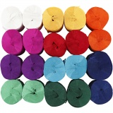 Krepppapier-Rollen, L 20 M, B 5 cm, 22 g, Sortierte Farben, 20 Rolle/ 1 Pck