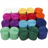 Krepppapier-Rollen, L 20 M, B 5 cm, 22 g, Sortierte Farben, 20 Rolle/ 1 Pck