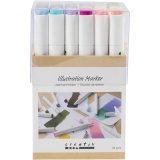 Zeichenmarker, Strichstärke 1+8 mm, Pastellfarben, Standard-Farben, 24 Stk/ 1 Pck