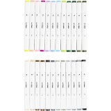 Zeichenmarker, Strichstärke 1+8 mm, Pastellfarben, Standard-Farben, 24 Stk/ 1 Pck