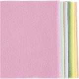 Bastelfilz, A4, Blatt 210x297 mm, Dicke 2 mm, Pastellfarben, 10 Stk/ 1 Pck