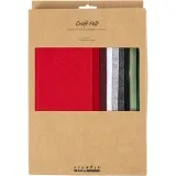 Bastelfilz, A4, Blatt 210x297 mm, Dicke 2 mm, Weihnachtsfarben, 10 Bl./ 1 Pck