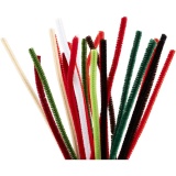 Chenilledraht, L 30 cm, Dicke 6 mm, Weihnachtsfarben, 25 sort./ 1 Pck
