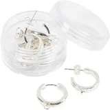 Creolen-Ohrringe, D 15 mm, Dicke 3 mm, Versilbert, 2x2 Paar/ 1 Pck