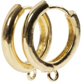 Creolen-Ohrringe, D 15 mm, Dicke 3 mm, Vergoldet, 2x2 Paar/ 1 Pck