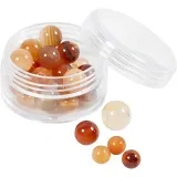 Achat Steinperlen, D 6+8+10 mm, Lochgröße 0,9-1 mm, Hellbraun, 28 Stk/ 1 Pck