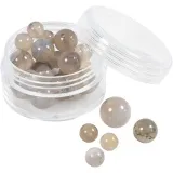 Achat Steinperlen, D 6+8+10 mm, Lochgröße 0,9-1 mm, Transparent Grau, 28 Stk/ 1 Pck