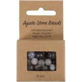 Achat Steinperlen, Größe 1x10, 12x8, 15x6 mm, Lochgröße 0,9-1 mm, Transparent Grau, 28 Stk/ 1 Pck