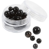 Achat Steinperlen, Größe 1x10, 12x8, 15x6 mm, Lochgröße 0,9-1 mm, Schwarz, 28 Stk/ 1 Pck
