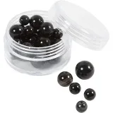 Achat Steinperlen, D 6+8+10 mm, Lochgröße 0,9-1 mm, Schwarz, 28 Stk/ 1 Pck