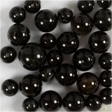 Achat Steinperlen, Größe 1x10, 12x8, 15x6 mm, Lochgröße 0,9-1 mm, Schwarz, 28 Stk/ 1 Pck