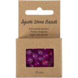 Achat Steinperlen, Größe 1x10, 12x8, 15x6 mm, Lochgröße 0,9-1 mm, Pink, 28 Stk/ 1 Pck
