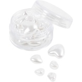 Wachsperlen, Herzen, D 7-13 mm, Lochgröße 1,3-1,5 mm, Perlmutt, 32 Stk/ 1 Pck