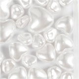 Wachsperlen, Herzen, D 7-13 mm, Lochgröße 1,3-1,5 mm, Perlmutt, 32 Stk/ 1 Pck