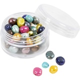 Süßwasserperlen, D 5-6 mm, Lochgröße 0,5 mm, Perlmuttfarben, 60 Stk/ 1 Pck