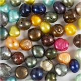 Süßwasserperlen, D 5-6 mm, Lochgröße 0,5 mm, Perlmuttfarben, 60 Stk/ 1 Pck