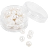 Süßwasserperlen, Längs perforiert, D 4 mm, Lochgröße 1 mm, Perlmutt, 40 Stk/ 1 Pck