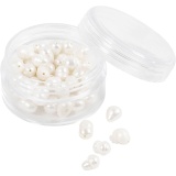 Süßwasserperlen, Quer perforiert, D 4-6 mm, Lochgröße 1 mm, Perlmutt, 55 Stk/ 1 Pck