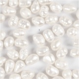 Süßwasserperlen, Quer perforiert, D 4-6 mm, Lochgröße 1 mm, Perlmutt, 55 Stk/ 1 Pck