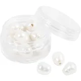 Süßwasserperlen, D 9-11 mm, Lochgröße 2 mm, Längs perforiert, Perlmutt, 13 Stk/ 1 Pck