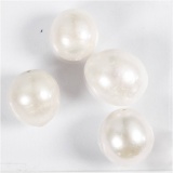Süßwasserperlen, Längs perforiert, D 13-14 mm, Lochgröße 0,8 mm, Perlmutt, 4 Stk/ 1 Pck