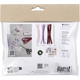 Mini Kreativ Set Blumen aus Pfeifenreiniger, Spinnenlilie, Rosa mattiert, Helllila, Dunkelrot, 1 Pck