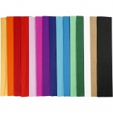Krepppapier, L 2,5 M, B 50 cm, 22 g, Sortierte Farben, 15 Lage/ 1 Pck