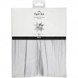 Papierstreifen für Sterne, L 45 cm, D 4,5 cm, B 10 mm, Weiß, 500 Streifen/ 1 Pck