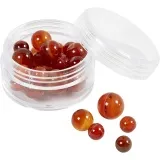Achat Steinperlen, D 6+8+10 mm, Lochgröße 0,9-1 mm, Orange gebrannt, Rot, 28 Stk/ 1 Pck