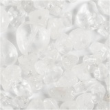 Kristallperlen, Klarer Quarz, D 7-12 mm, Lochgröße 1 mm, Transparente Farben, 63 Stk/ 1 Pck