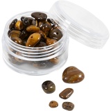 Kristallperlen, Tigerauge, D 7-12 mm, Lochgröße 1 mm, Braun, 63 Stk/ 1 Pck