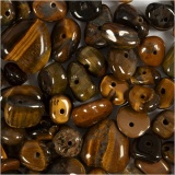 Kristallperlen, Tigerauge, D 7-12 mm, Lochgröße 1 mm, Braun, 63 Stk/ 1 Pck