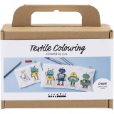 Mini Kreativ Set Stoffbemalen, Roboter, Primärfarben, 1 Pck