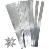 Papierstreifen für Sterne, L 45 cm, D 6,5 cm, B 15 mm, Silber, 100 Streifen/ 1 Pck
