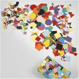 Karton-Mosaik, Größe 10+15+20 mm, ca. 80000 Stk, Sortierte Farben, 8x180 g/ 1 Pck