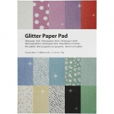 Papierblätter mit Glitter, A4, Blatt 210x297 mm, 150 g, 30 Bl./ 1 Stk