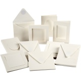 Passepartout-Karten, Kartengröße 10,5x15 + 12,5x12,5 cm, Inhalt kann variieren , Naturweiß, 50 Set/ 1 Pck