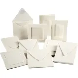 Passepartout-Karten, Kartengröße 10,5x15 + 12,5x12,5 cm, Inhalt kann variieren , Naturweiß, 50 Set/ 1 Pck