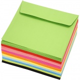 Farbige Briefumschläge - Sortiment, Umschlaggröße 16x16 cm, 80 g, Sortierte Farben, 10x10 Stk/ 1 Pck