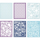 Block aus Karton mit Spitzen-Muster, A6, Blatt 104x146 mm, 200 g, Blau, Hellblau, Dunkelblau, Flieder, 24 Stk/ 1 Pck